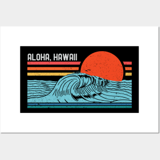 Retro Aloha Beach Surf Vintage Hawaii Surfing Wave 80s 70s Posters and Art